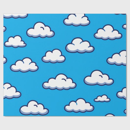 Papier Cadeau Cartoon Cloud Pattern – Seamless Sky Design (Plat)
