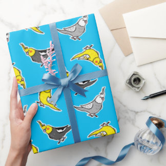 Papier Cadeau Cartoon Cockatiels Motif