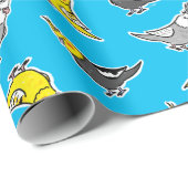 Papier Cadeau Cartoon Cockatiels Motif (Coin rond)
