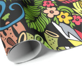 Papier Cadeau Cartoon doodles Hawaii seamless pattern. Backdrop  (Coin rond)