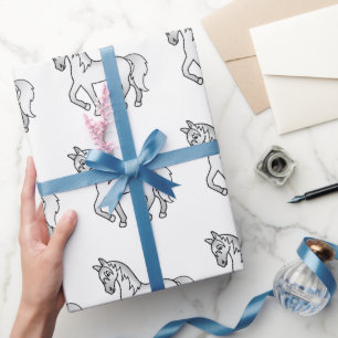 Papier Cadeau Cartoon gris mignon Trotting Cheval Motif