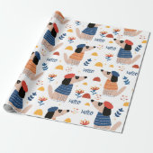 Papier Cadeau Cartoon Hello chien sans couture papier d'emballag (Déroulé)