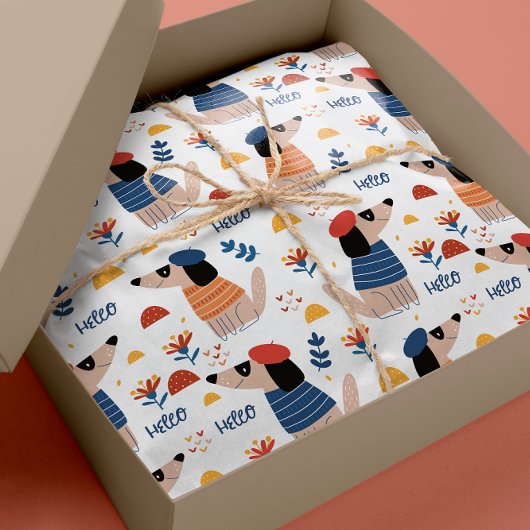 Papier Cadeau Cartoon Hello chien sans couture papier d'emballag