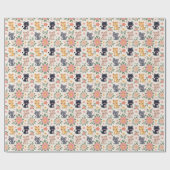 Papier Cadeau Cartoon Jungle Cats and Flowers (Plat)