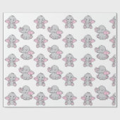 Papier Cadeau Cartoon Motif éléphant à main rose tiré (Plat)