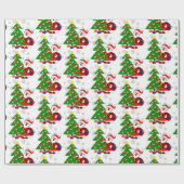Papier Cadeau Cartoon Père Noël et sapin de Noël (Plat)