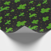 Papier Cadeau Cartoon Plantes de Cactus en noir (Coin)