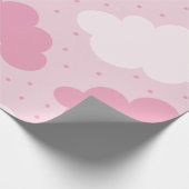 Papier Cadeau Cartoon rose et blanc Dreamy Clouds Motif pointill (Coin)