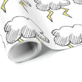 Papier Cadeau Cartoon Storm Cloud Rainy Day Design (Coin rond)