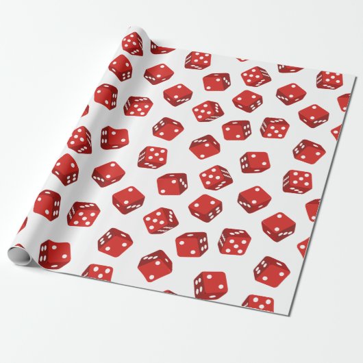 Papier Cadeau Casino Dice rouge et blanc (Déroulé)