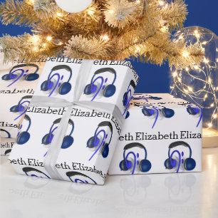 Papier Cadeau Casque Bleu Jouant Quelques Basse Classique
