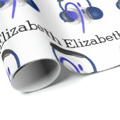 Papier Cadeau Casque Bleu Jouant Quelques Basse Classique (Coin rond)