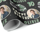 Papier Cadeau Casque de balle de football Caricature Photo Anniv (Coin rond)