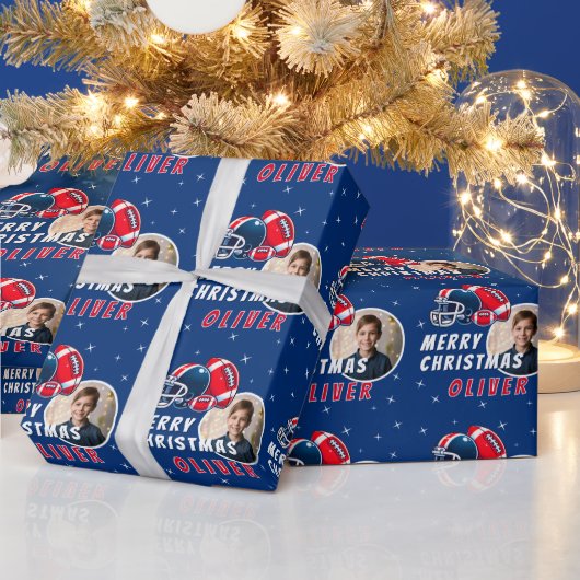 Papier Cadeau Casque de balle de football dessin photo Joyeux No (Vacances)