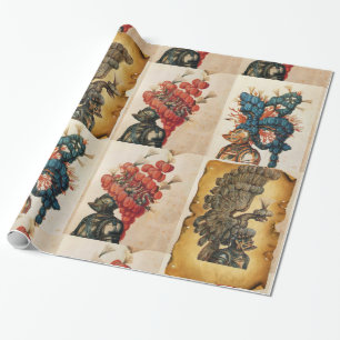 PAPIER CADEAU CASQUE DE CHEVALIER ANTIQUE AVEC FEATHERS EAGLES D