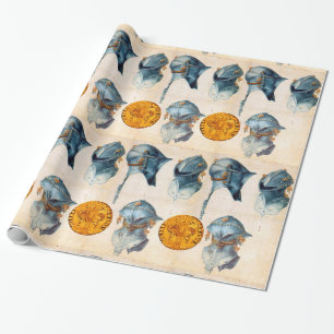 PAPIER CADEAU CASQUE DE NUIT AVEC FORINT D'OR ANTIQUE FLORENTINE