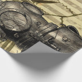 Papier Cadeau Casque de plongée antique et algues (Coin)