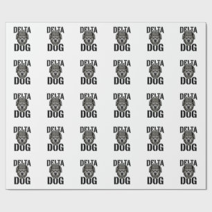 Papier Cadeau Casque Delta Dog Bulldog Gravure Vintage Design_