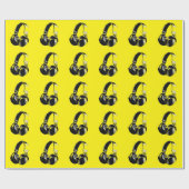 Papier Cadeau Casque Pop Art jaune (Plat)