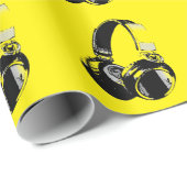 Papier Cadeau Casque Pop Art jaune (Coin rond)