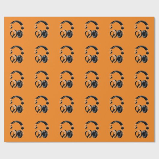 Papier Cadeau Casque Pop Art Orange (Plat)