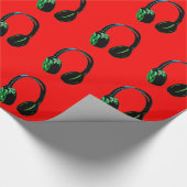 Papier Cadeau Casque Pop Art Rouge Vert Noël (Coin)