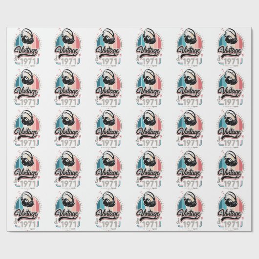 Papier Cadeau Casques vintages depuis 1971 (Plat)