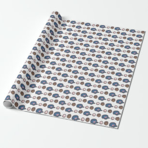 Papier Cadeau Casquette de baseball, motif gant et balle