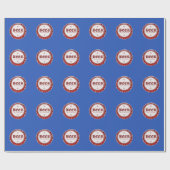 Papier Cadeau Casquette de bouteille de bière rouge sur bleu (Plat)