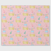 Papier Cadeau Casquette de fête d'anniversaire Cake Blue Gold Pi (Plat)