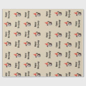 Papier Cadeau Casquette de fête d'anniversaire de bouledogue (Plat)