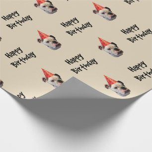 Papier Cadeau Casquette de fête d'anniversaire de bouledogue