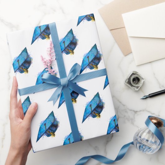Papier Cadeau Casquette de graduation aquarelle (Cadeaux)