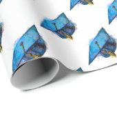 Papier Cadeau Casquette de graduation aquarelle (Coin rond)