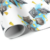 Papier Cadeau Casquette de graduation aquarelle (Coin rond)