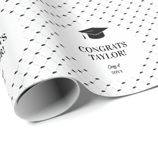 Papier Cadeau Casquette de remise des diplômes élégante personna (Coin rond)