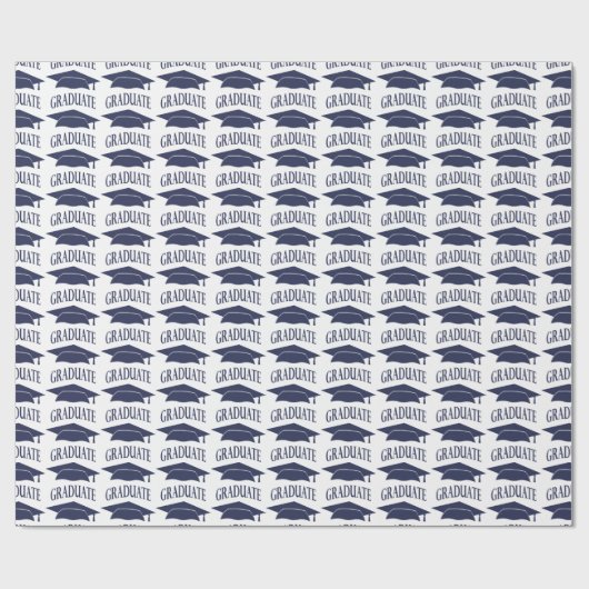Papier Cadeau Casquette diplômé bleu (Plat)