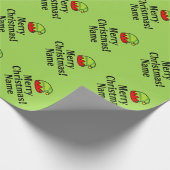 Papier Cadeau Casquette elfe vert personnalisé Joyeux Noël (Coin)