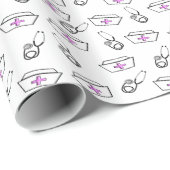 Papier Cadeau Casquette et stéthoscope d'infirmière (Coin rond)