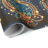 Papier Cadeau Casquette Lasso Or Avec Poinsettias Noël (Coin rond)