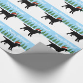 Papier Cadeau Casquette noir de Labrador Père Noël de Noël (Coin)