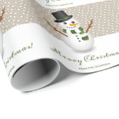 Papier Cadeau Casquette noir Snowman Beige Arrière - plan Joyeux (Coin rond)