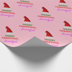 Papier Cadeau Casquette rouge de Noël de Père Noël, "JOYEUX N