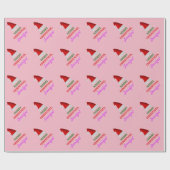 Papier Cadeau Casquette rouge de Noël de Père Noël, "JOYEUX NOËL (Plat)