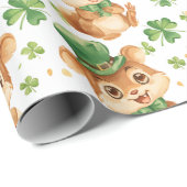 Papier Cadeau Casquette vert mignon Chipmunk Shamrock St. Patric (Coin rond)