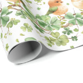 Papier Cadeau Casquette vert mignon Lovebird Shamrock St. Patric (Coin rond)