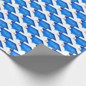 Papier Cadeau casquettes de graduation bleu avec goût or (Coin)
