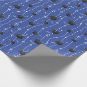 Papier Cadeau Casquettes de graduation bleu et ruban (Coin)