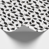 Papier Cadeau Casquettes de graduation noir jetées en l'air sur (Coin)