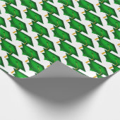 Papier Cadeau casquettes de graduation verte avec goût or (Coin)